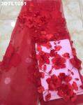 Supoo bridal netting fabric red wedding lace 3D flower embroidery designs for