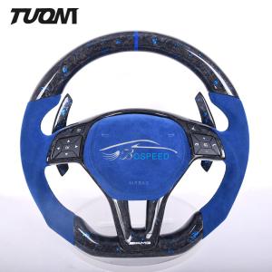 Quality W204 Mercedes Benz Steering Wheel Forged Carbon Fiber Blue Foil Luxury Alcantara wholesale