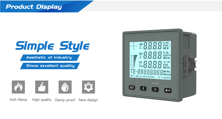 NEW 300 Series 96*96mmThree Phase LCD AVHz,kwh Multi-function Power Meters