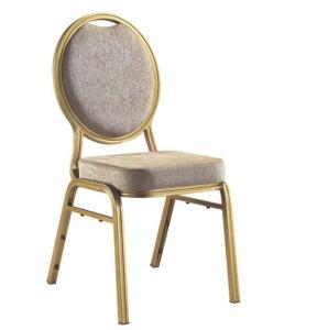 Quality round back light-gray cushion golden painting dining chair for sale wholesale