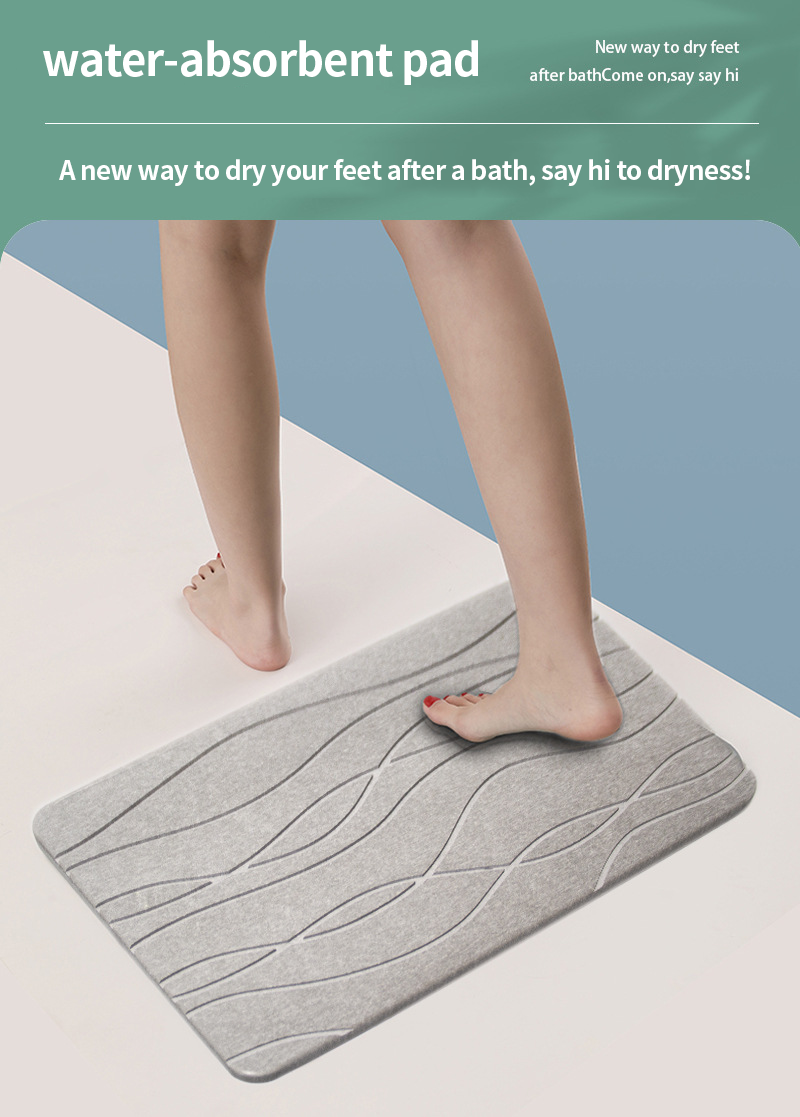 Design Anti Slip Diatom Bath Stone Mat for Bathroom Grey/Custom Design Style CLASSIC