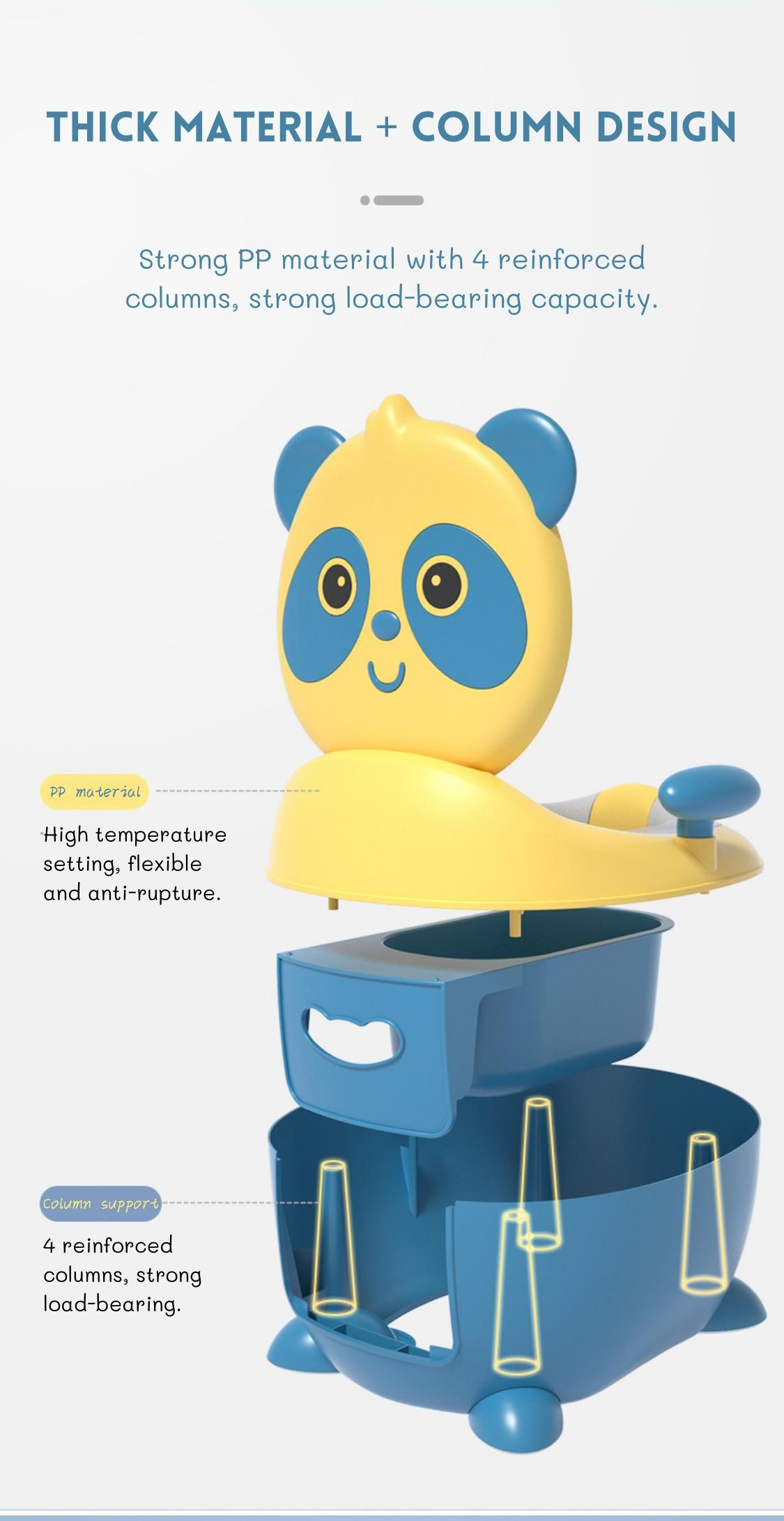 Blue Panda Cartoon Baby Training Potty with Custom Logo EN71 Certified