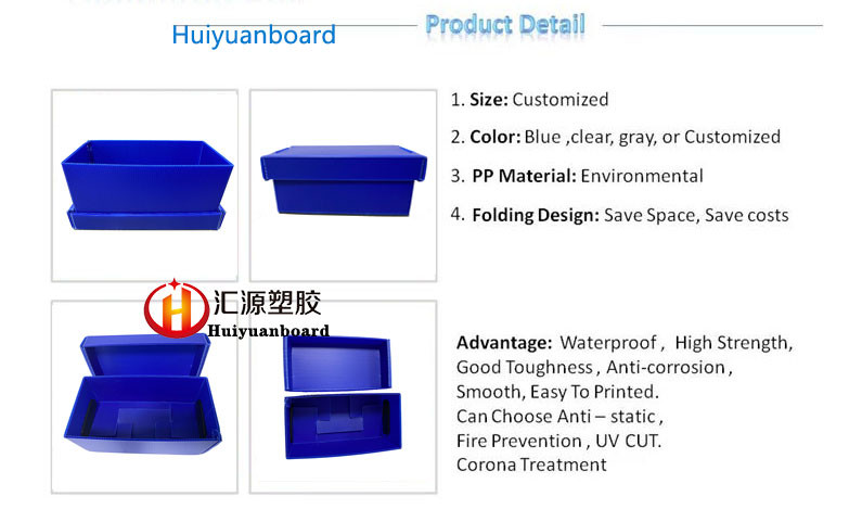 1200gsm Heavy Duty PP Corrugated Plastic Box With Lid