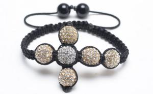 Quality Shamballa Cross Bracelet, Clear Crystal Pave Alloy Beads wholesale