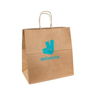 Quality Custom Print Kraft Paper Bag With Handle Recycle Grocery Restaurant Food Packaging wholesale