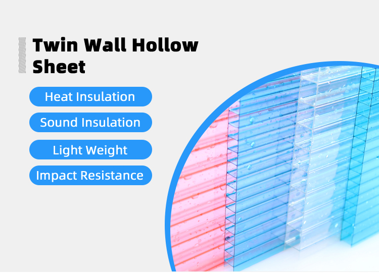 Composite co extrusion Coating 100% Virgin Polycarbonate Twin Wall Hollow Polycarbonate Sheet for Greenhouse Construction