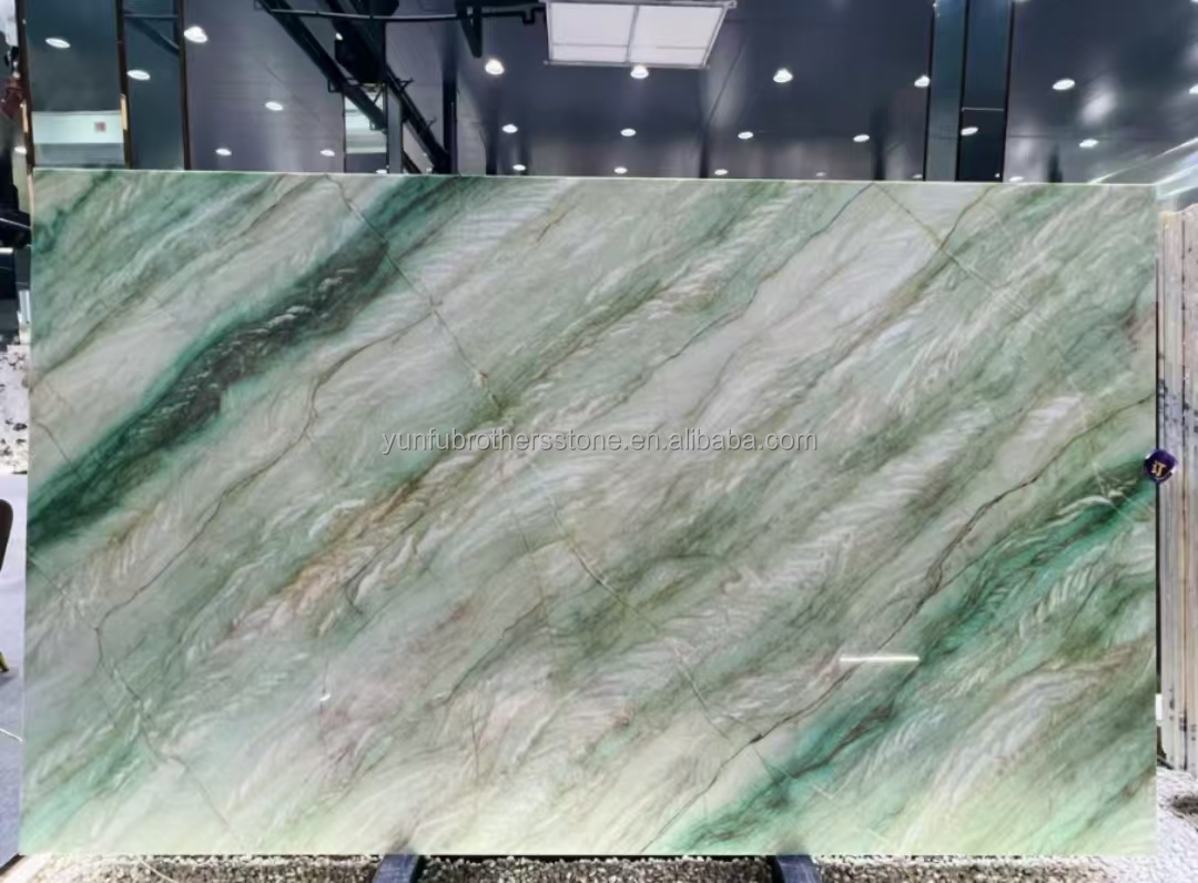 Polished Royal Green Quartzite Natural Green Gaya Marble Big Slab for Coffee Table