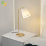 Modern Rustic Style Fabric-Shaped Bedroom Bedside LED Table Lamp Warm Bright