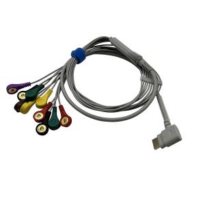 Quality Rencare 10 Lead ECG Holter Cable Grey TPU Material Snap End 1.1m wholesale