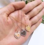 18 Inch Sterling Silver Heart Pendant Necklace Rhodium Plating