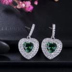 Fashion Lady Heart Shape Earrings Red CZ Stone Earrings jewelry earrings