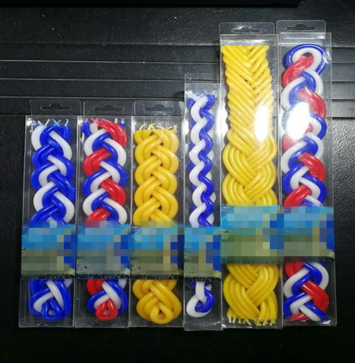 Havdalah candle paraffin/beewax material with clear PVC/PETbox stick by printed label