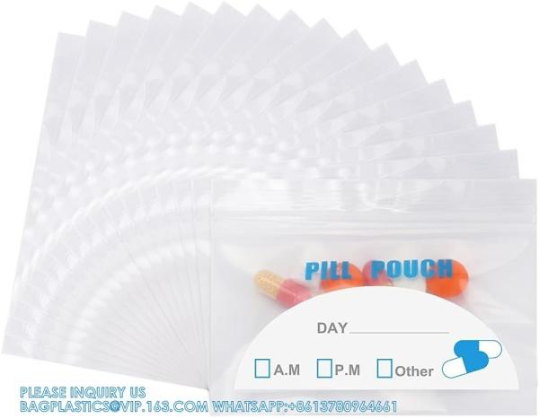Pill Pouch Bags - (4" X 2.75") Thickness Is 6 Mil, Portable Plastic Pills Bag