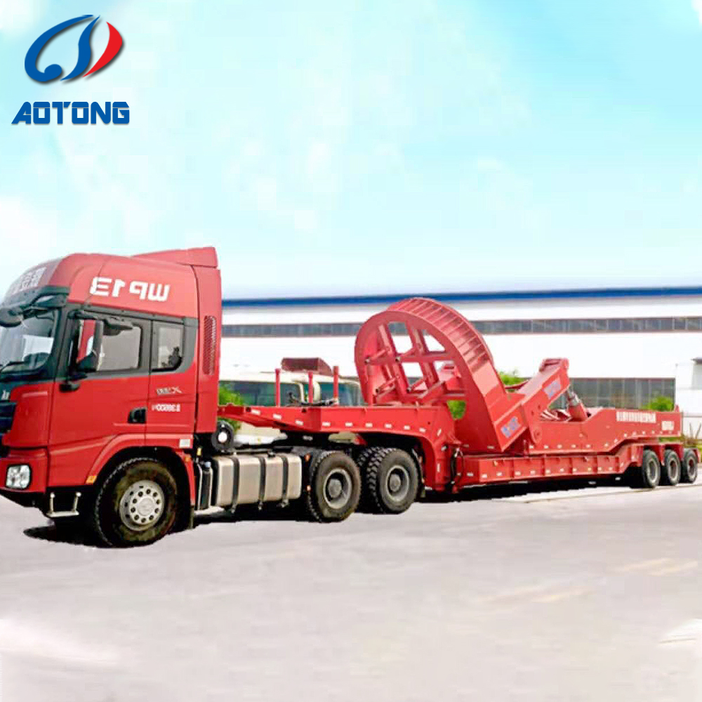 Heavy Load Gooseneck Lowboy Semi Trailer for Excavator Transport 3 Axles 4 Axles 12m 15m