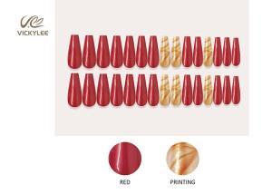 Quality Long French Ballerina ABS red coffin nails 3 Minutes Fast Manicure wholesale