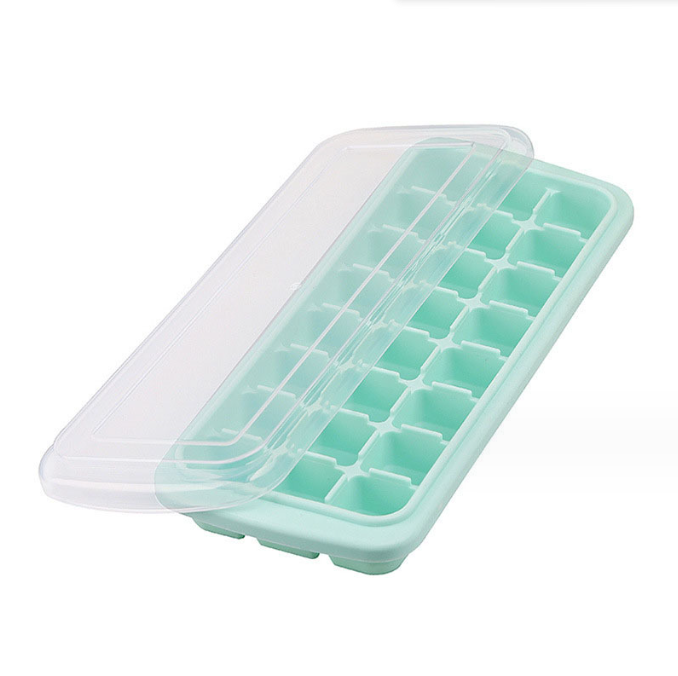Food Grade 24 36 Square Ice Cube Silicone Mold with Plastic Type PP and PP Cover