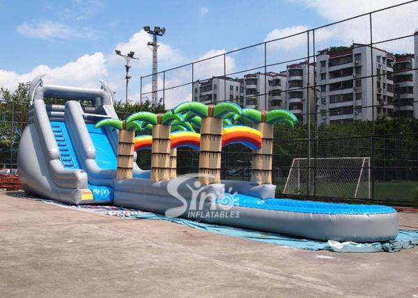 71' long kids tropical commercial inflatable water slide with big pool N 2