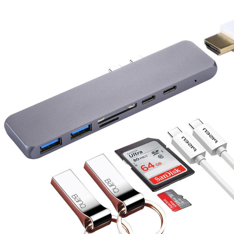 Multifunction Thunderbolt 3 USB-C Hub for MacBook Pro USB-C Adapter with Type C PD Charging Port HD HUB