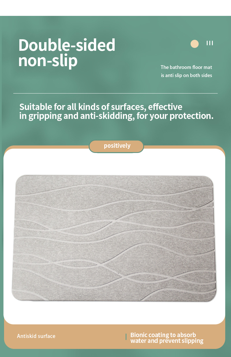 Design Anti Slip Diatom Bath Stone Mat for Bathroom Grey/Custom Design Style CLASSIC