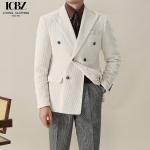 British Business Men's Slim Warm Suit with Double Breasted Closure and Regular