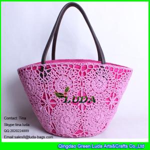 Quality LUDA pinke crochet bag lady straw beach tote shoulder bag wholesale