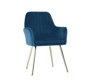 Quality Soft Width 48cm Depth 56cm Velvet Brass Dining Chair With Arms wholesale