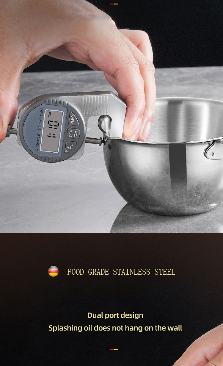 New Arrival Cooking Pot 18/8 Stainless Steel Frying Egg Pot Pan Cooking Pan Spilled Oil Pot With Wooden Handle