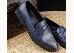 Quality Luxury Mens Leather Casual Shoes Oxford Mens Blue Brogue Shoes For Party / Wedding wholesale