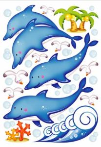 Quality Custom Self-adhesive Dolphin Childrens Wall Stickers 5417 wholesale