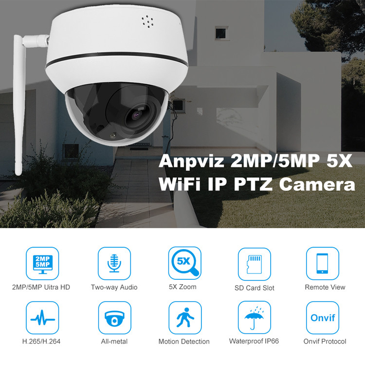 Indoor 5MP IR WIFI PTZ camera speaker starlight color night vision 5X 1080p network WIFI speed dome surveillance camera