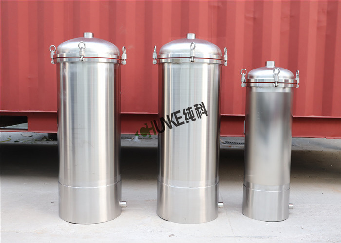 SS304 316 Cartridge Filter Housing / Filter Vessel Tank For RO Plant Easy Cleaning
