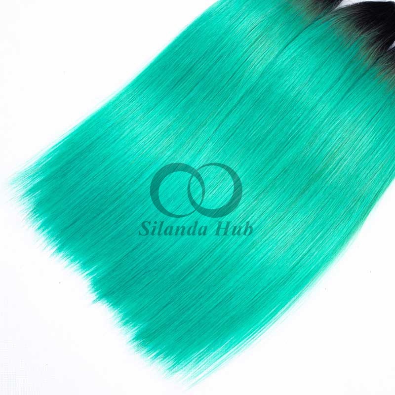 #T1B/Green Straight Remy Human Hair Bundles Sew In Weave Bundles Brazilian Bundle Deals