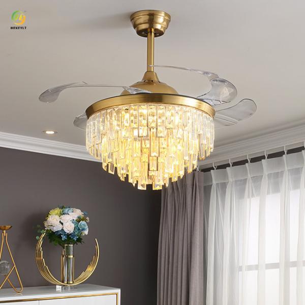 Invisible Crystal LED Ceiling Fan Light Variable Frequency For Home Living Room