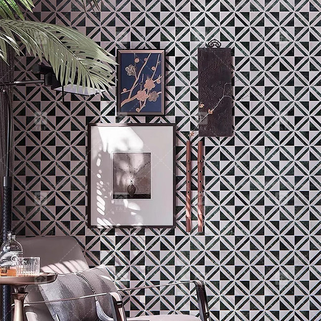 Black And White Marble Stone Mosaic Tile For Wall Kitchen Backsplash Wear Resistant