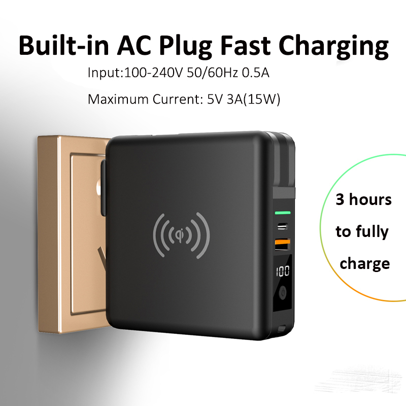 AU US EU Plug Pad 15w QC3.0 Wireless Charger Power Bank
