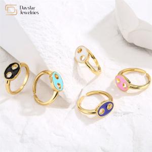 Quality Cute Enamel 18k Gold Plated Pig Nose Open Adjustable Ring For Women Girls Jewelry wholesale