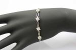 925 Sterling Silver Flower Clear Cubic Zircon Link Tennis Bracelet (SB003)