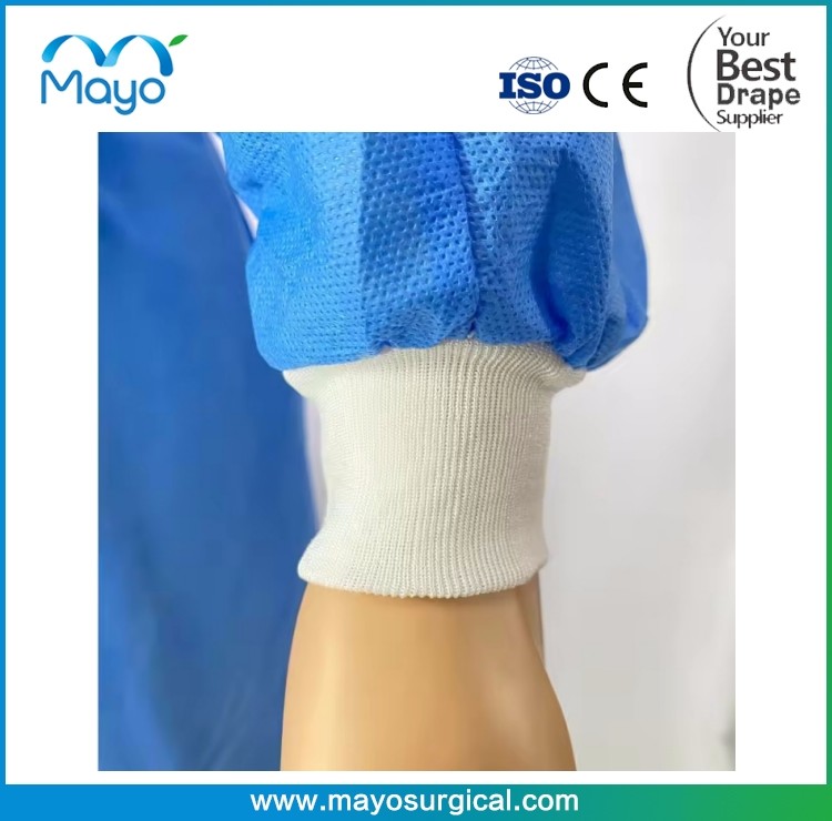 AAMI Level 3 Disposable Isolation Gown PE Coated Long Sleeves With Cuff Medical Gown