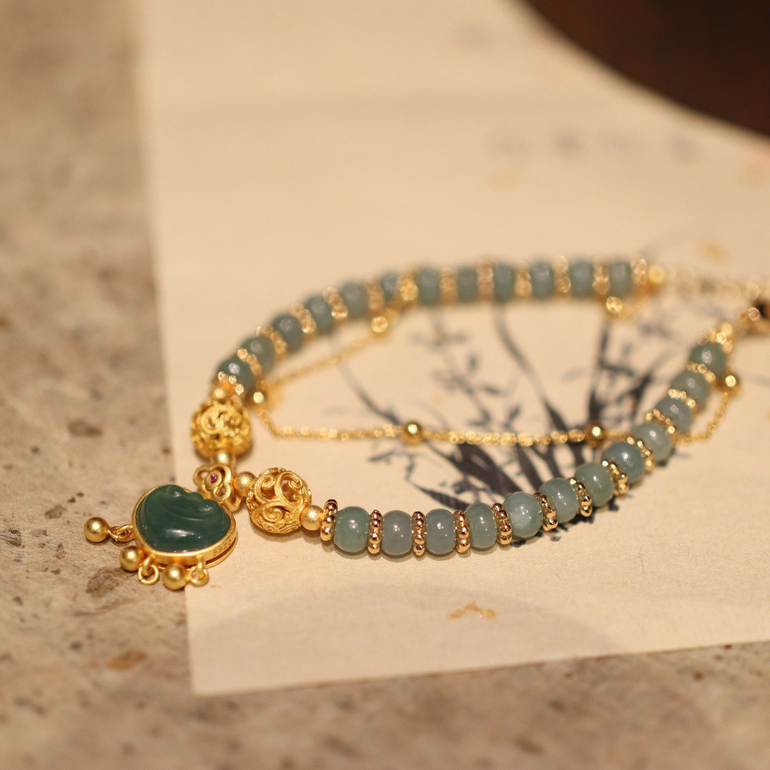 Luxury Hotan Jade Safety Clasp Pendant Women Bracelet Jewelry Natural Freshwater Pearl Myanmar Jade Bracelet For Women Fashion Jewelry Jade Handcarved