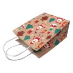 Brown T Shirt Uncoated Paper Bags Eco Friendly With Paper Twist Rope