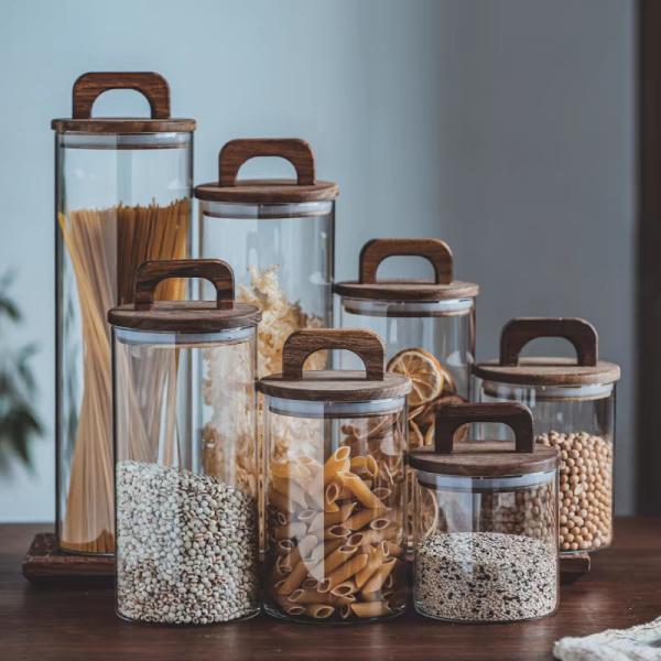 capacity food grade empty round high borosilicate glass reusable food storage
