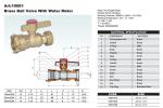 BSP or NPT Brass Ball Valve with water meter 10059 10060 10061 10062 in 30Bar