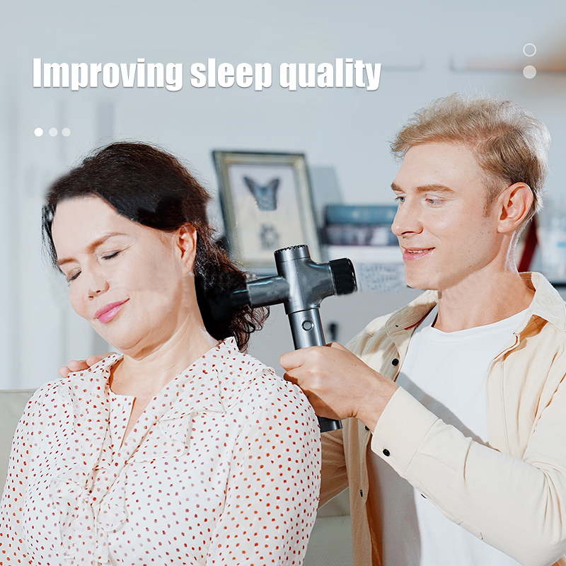 Handle impact massage gun deep tissue muscle back massager handheld pain relief portable mini long handle fascia gun