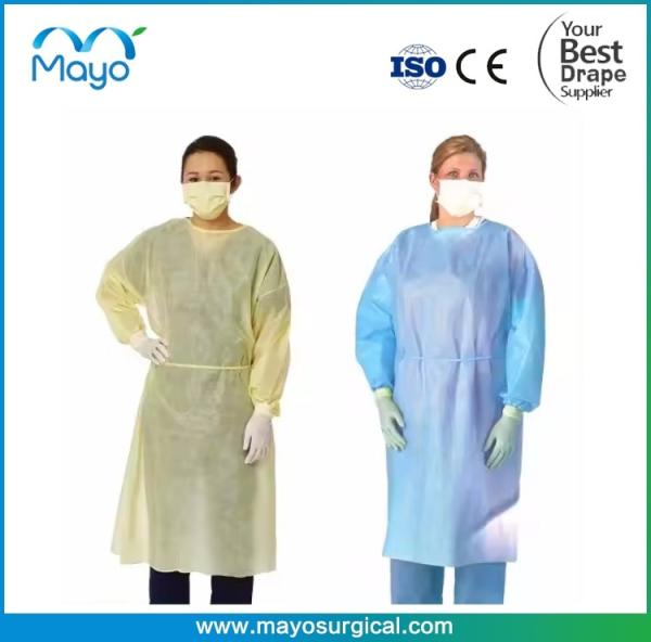 AAMI Level 3 Disposable Isolation Gown PE Coated Long Sleeves With Cuff Medical