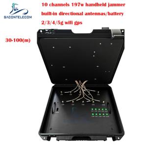 Quality 100m Suitcase Mobile Phone Signal Jammer 10 Bands Built In Battery / Antennas wholesale