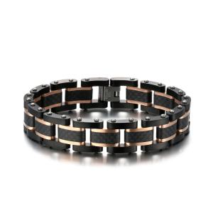 Quality Fashion Plating Rose Gold Stainless Steel Bracelet Jewelry Watch Mens Punk Bracelets wholesale
