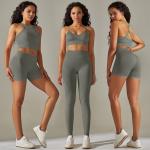 Seamless back cross-strap sports vest bra set running fitness yoga pants