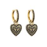 Rhinestone gold heart drop earrings