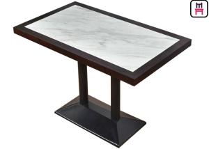 China 4 Seats Restaurant Dining Table Luxury Marble Inset Wood 4ft*2ft Casting Iron on sale
