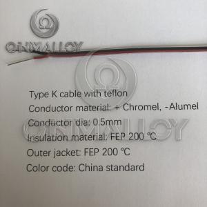 Quality Type K Thermocouple Cable PTFE Insulated And FEP 200 Degree Jacket wholesale